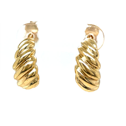 9ct Twist Haldf Hoop Earrings