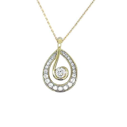 9ct Cubic Zirconia Open Pear With Swirl Pendant