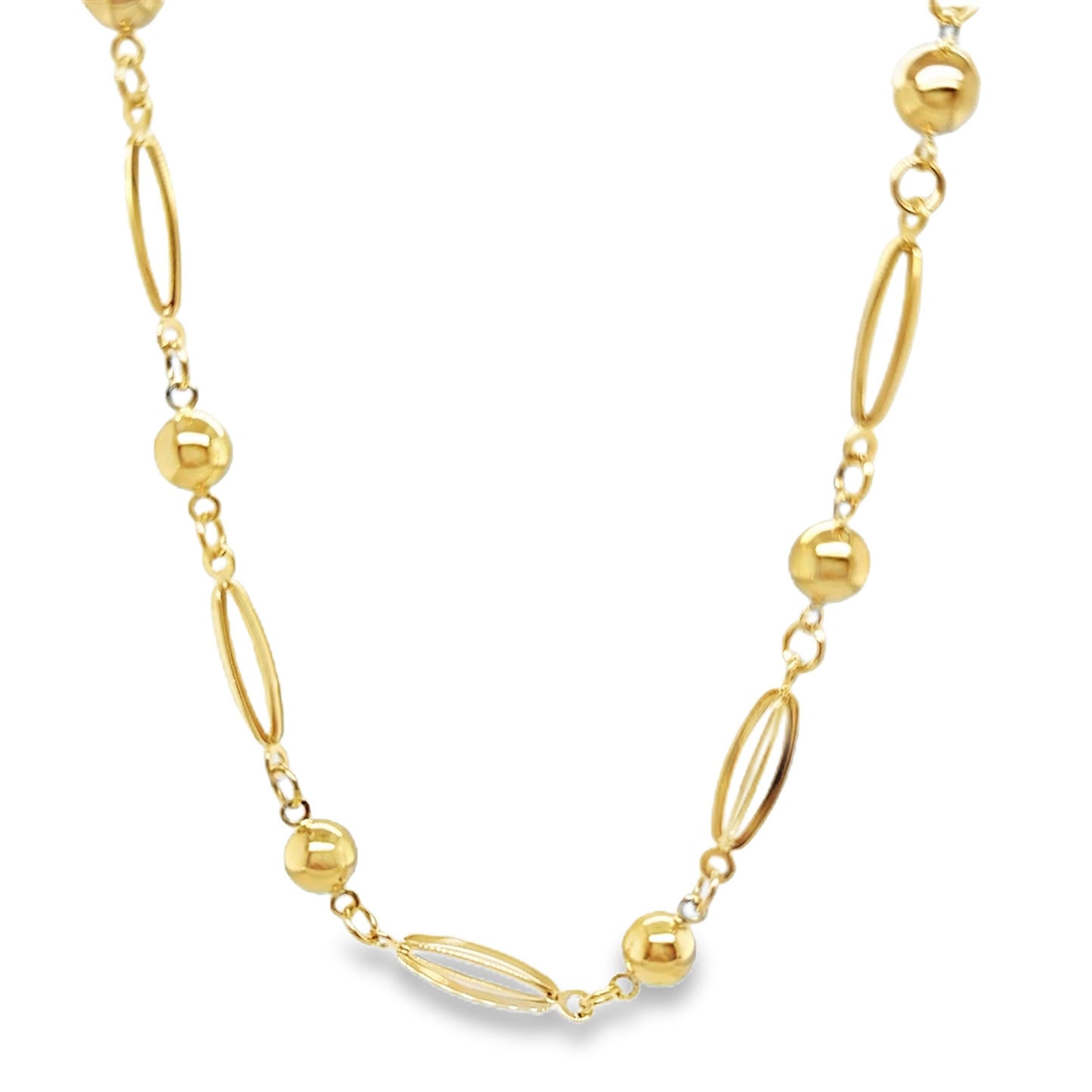 9ct Polished Ball & Long Open Link Necklet