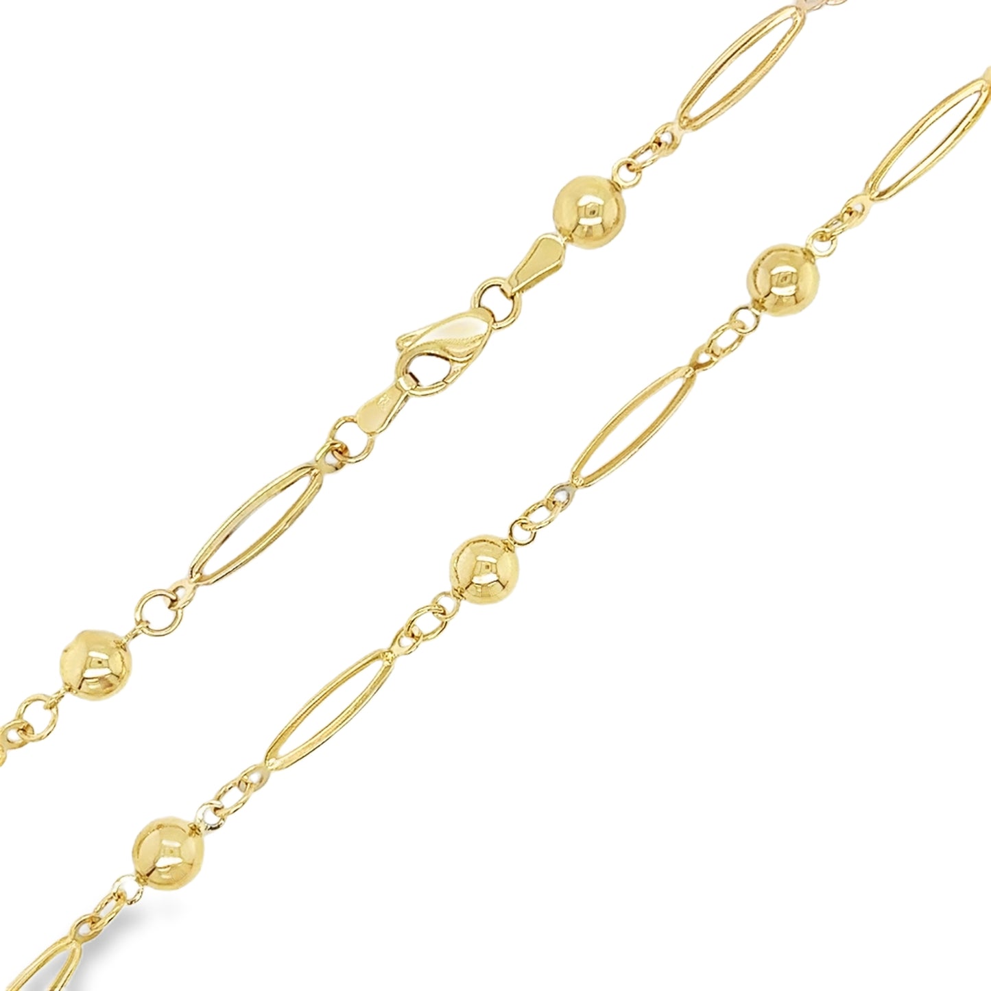 9ct Polished Ball & Long Open Link Necklet