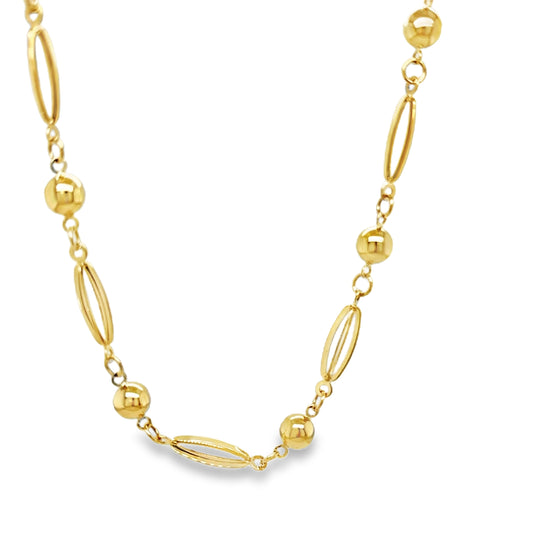 9ct Polished Ball & Long Open Link Necklet