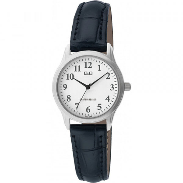 Ladies Q&Q White Dial Black Strap Watch