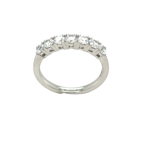 9ct White Gold Seven Stone Four Claw Round Brilliant CZ Eternity Ring