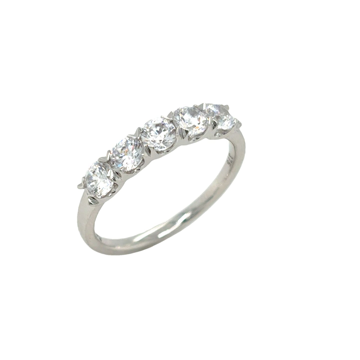 9ct White Gold Five Stone Claw Set CZ Eternity Ring