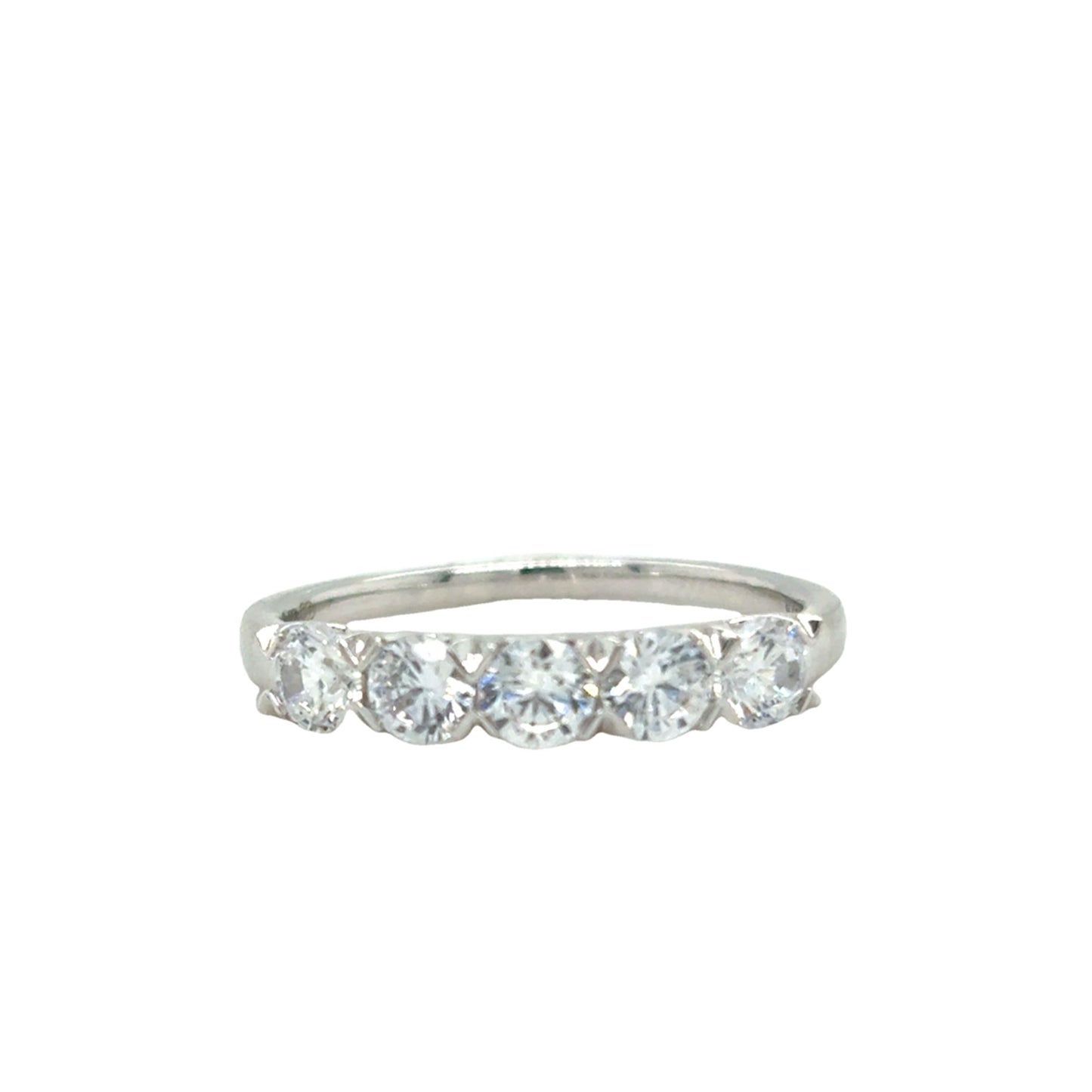 9ct White Gold Five Stone Claw Set CZ Eternity Ring