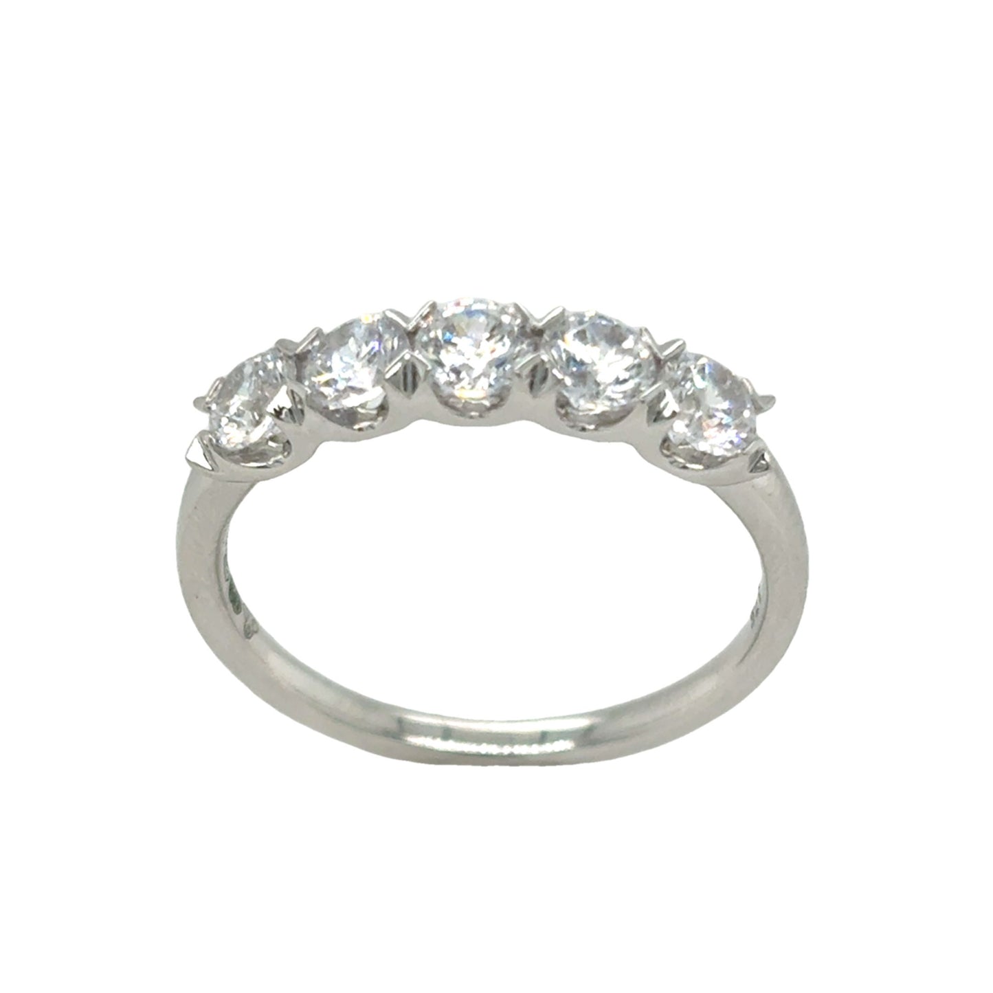 9ct White Gold Five Stone Claw Set CZ Eternity Ring