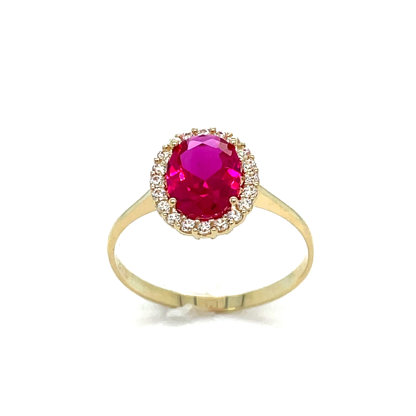 9ct Oval Cubic Zirconia And Synthetic Ruby Dress Ring