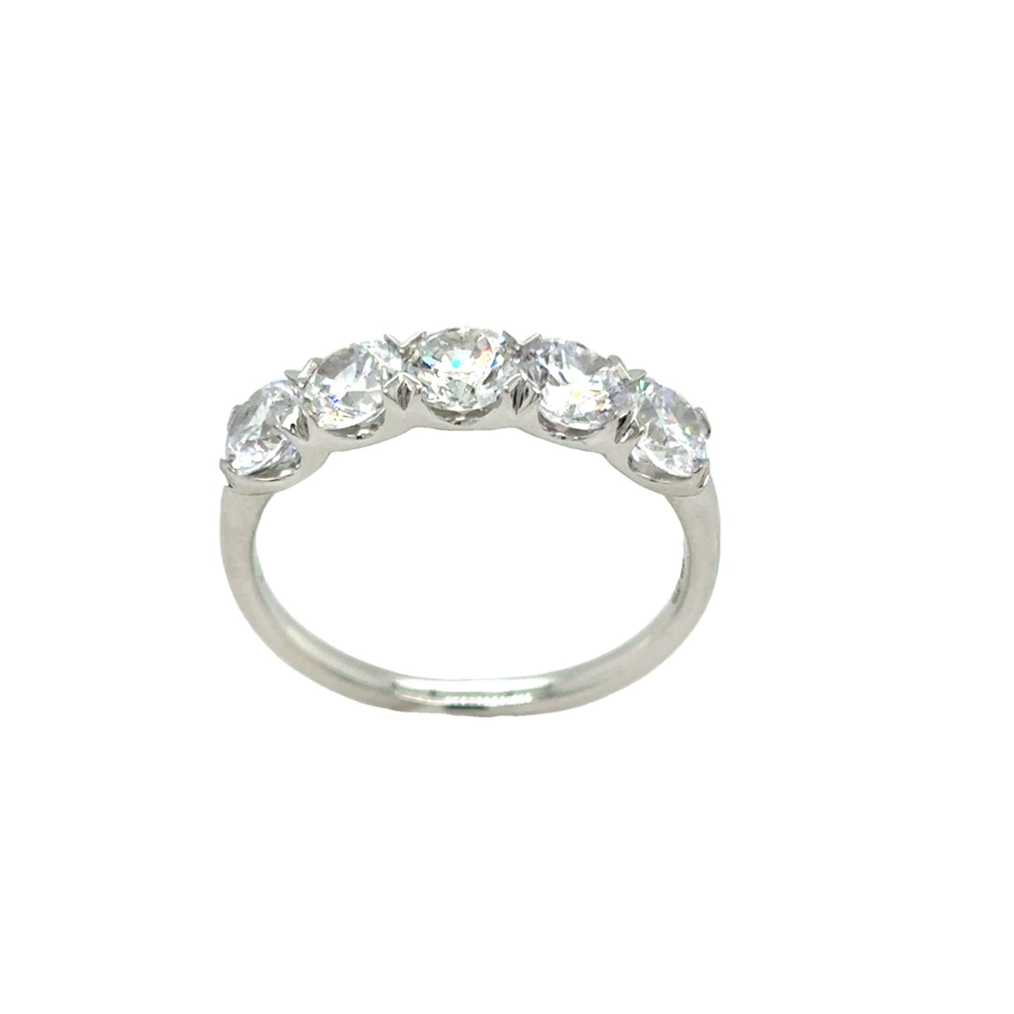 9ct White Gold Five Stone Claw Set CZ Eternity Ring