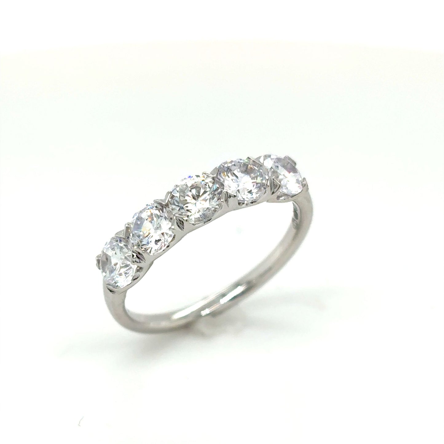 9ct White Gold Five Stone Claw Set CZ Eternity Ring