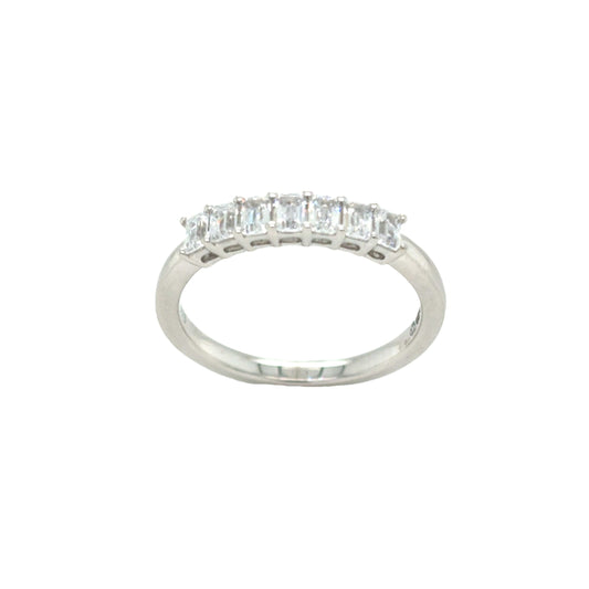 9ct White Gold Seven Stone Baguette Cut CZ Eternity Ring