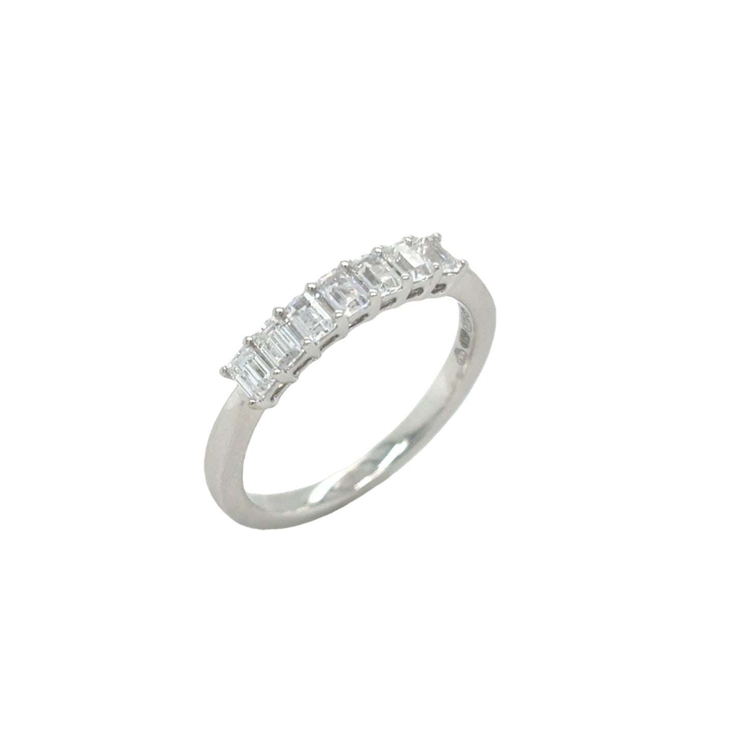 9ct White Gold Seven Stone Baguette Cut CZ Eternity Ring