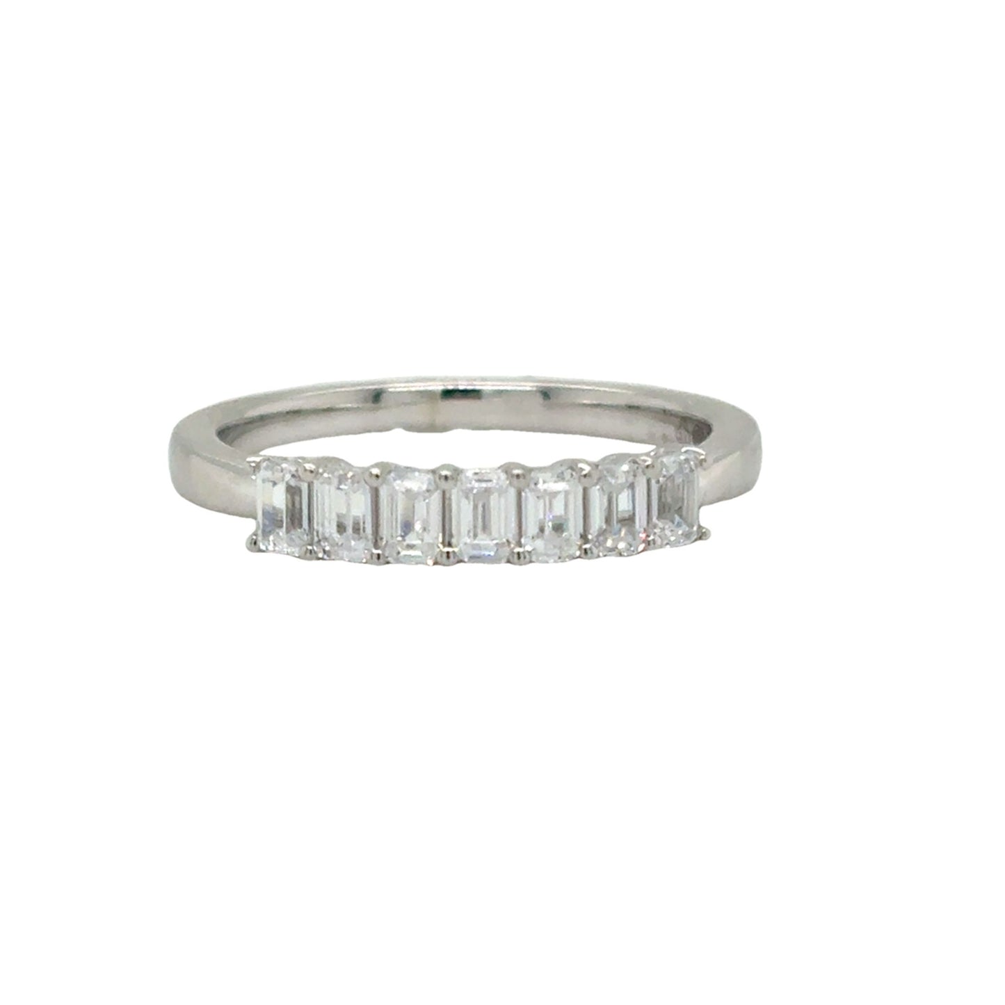 9ct White Gold Seven Stone Baguette Cut CZ Eternity Ring