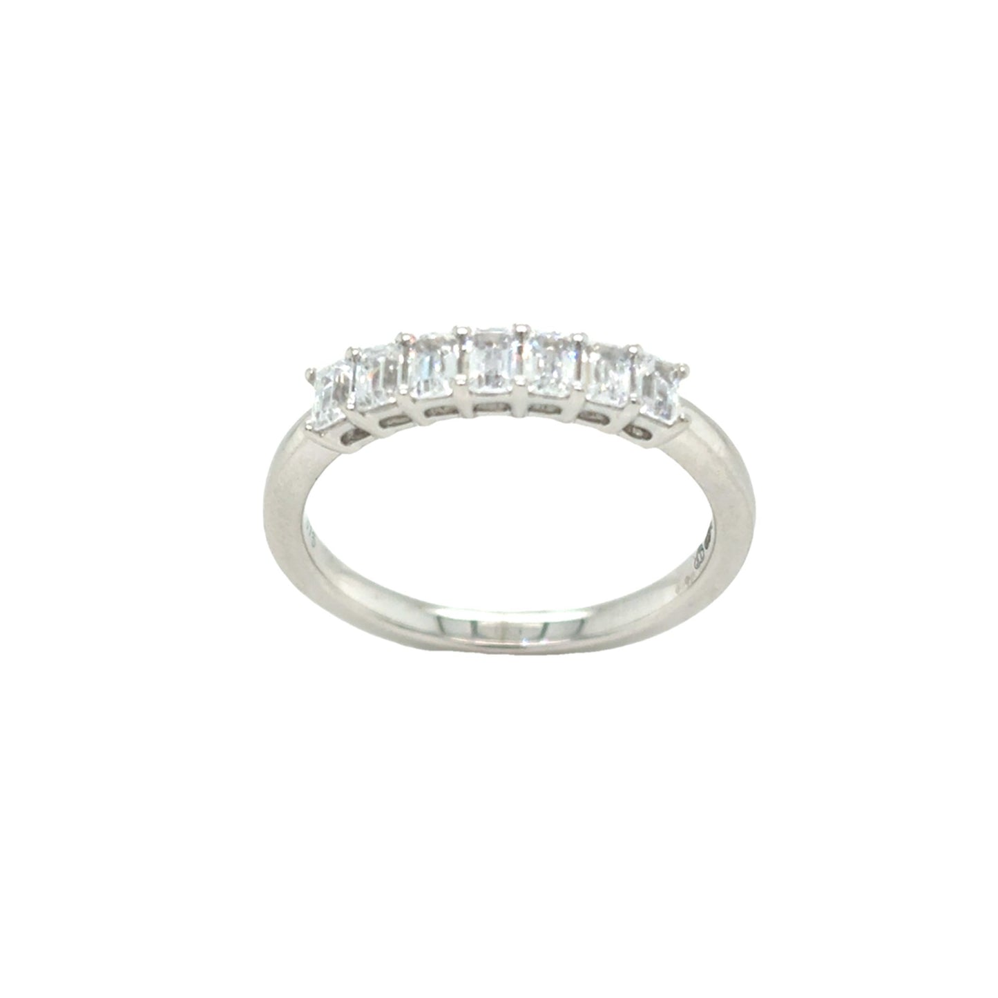 9ct White Gold Seven Stone Baguette Cut CZ Eternity Ring