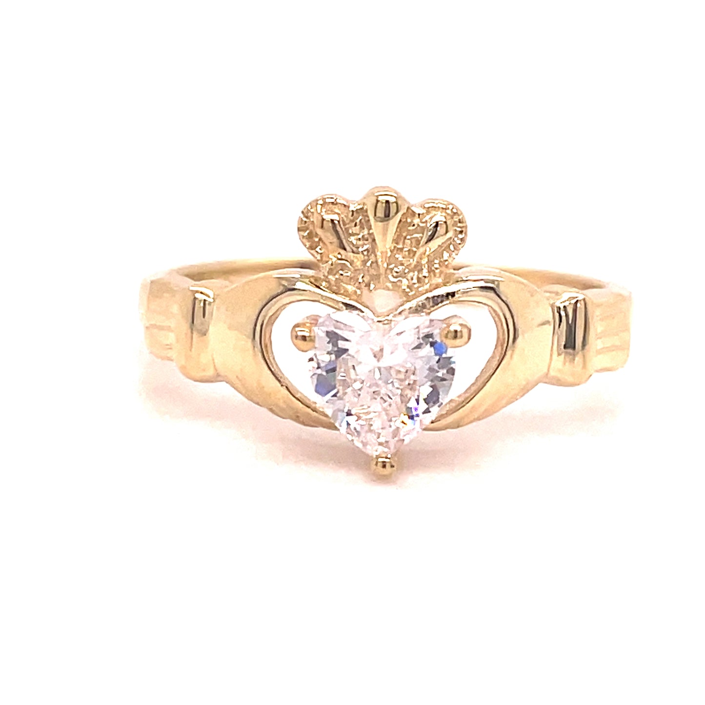 9CT CUBIC ZIRCONIA CLADDAGH RING