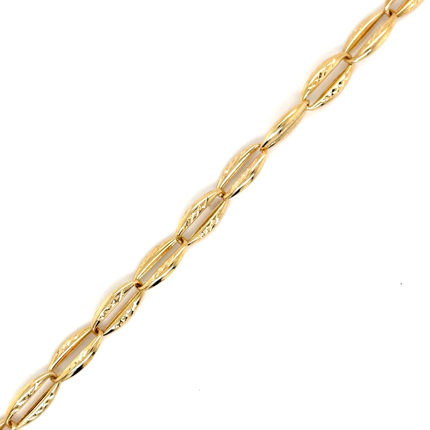 9ct Polished Open Oval Diamond cut Link Bracelet 2.9g