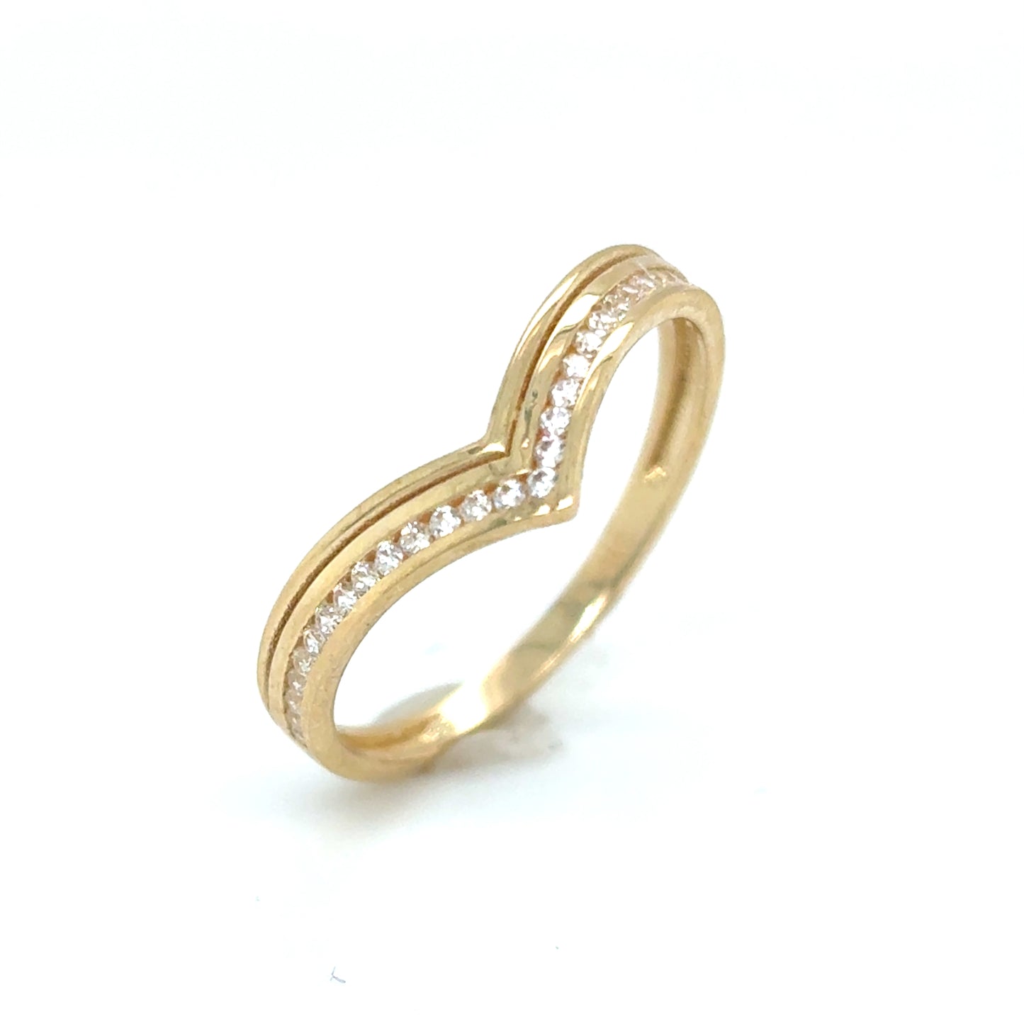 9ct Ring Cz Wishbone