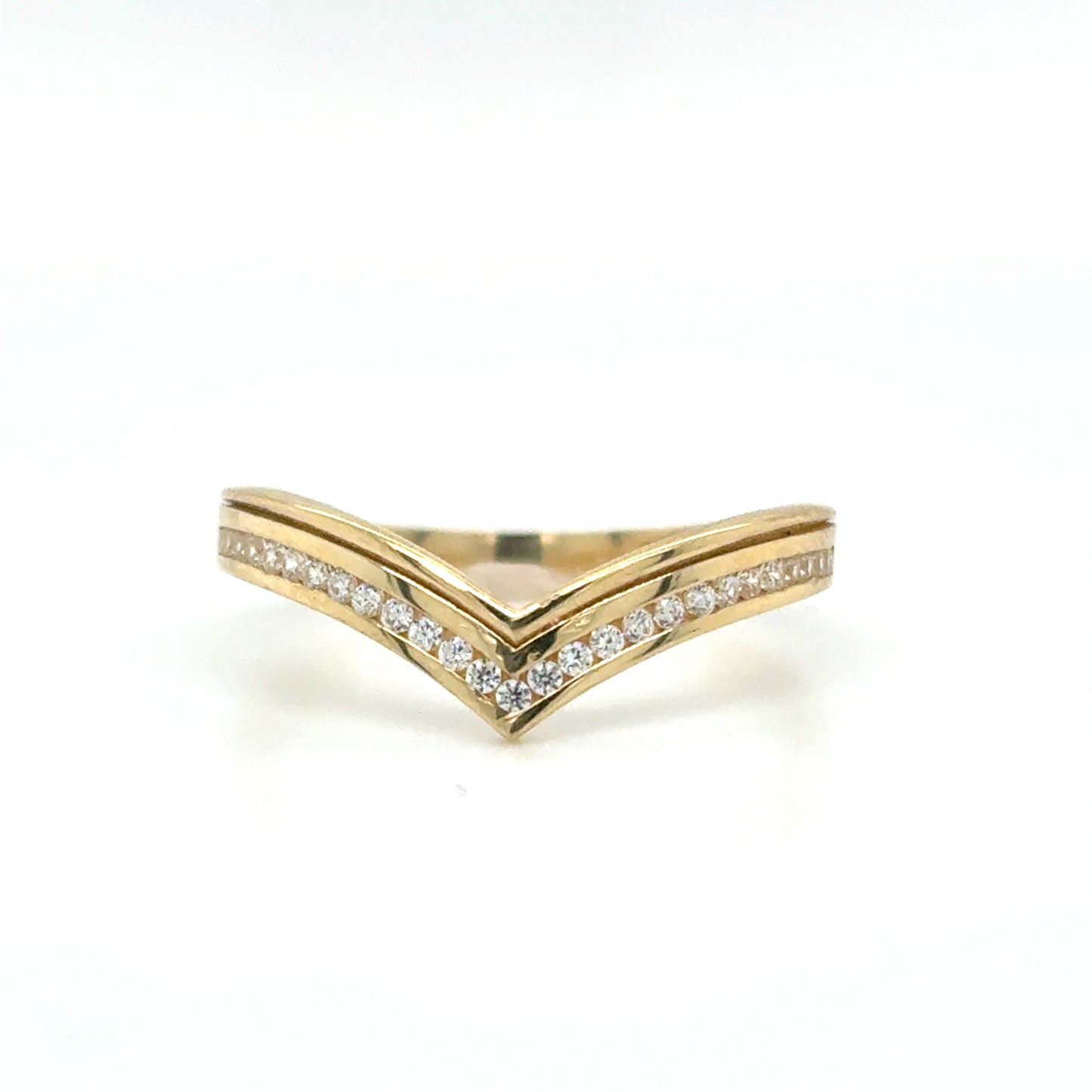 9ct Ring Cz Wishbone