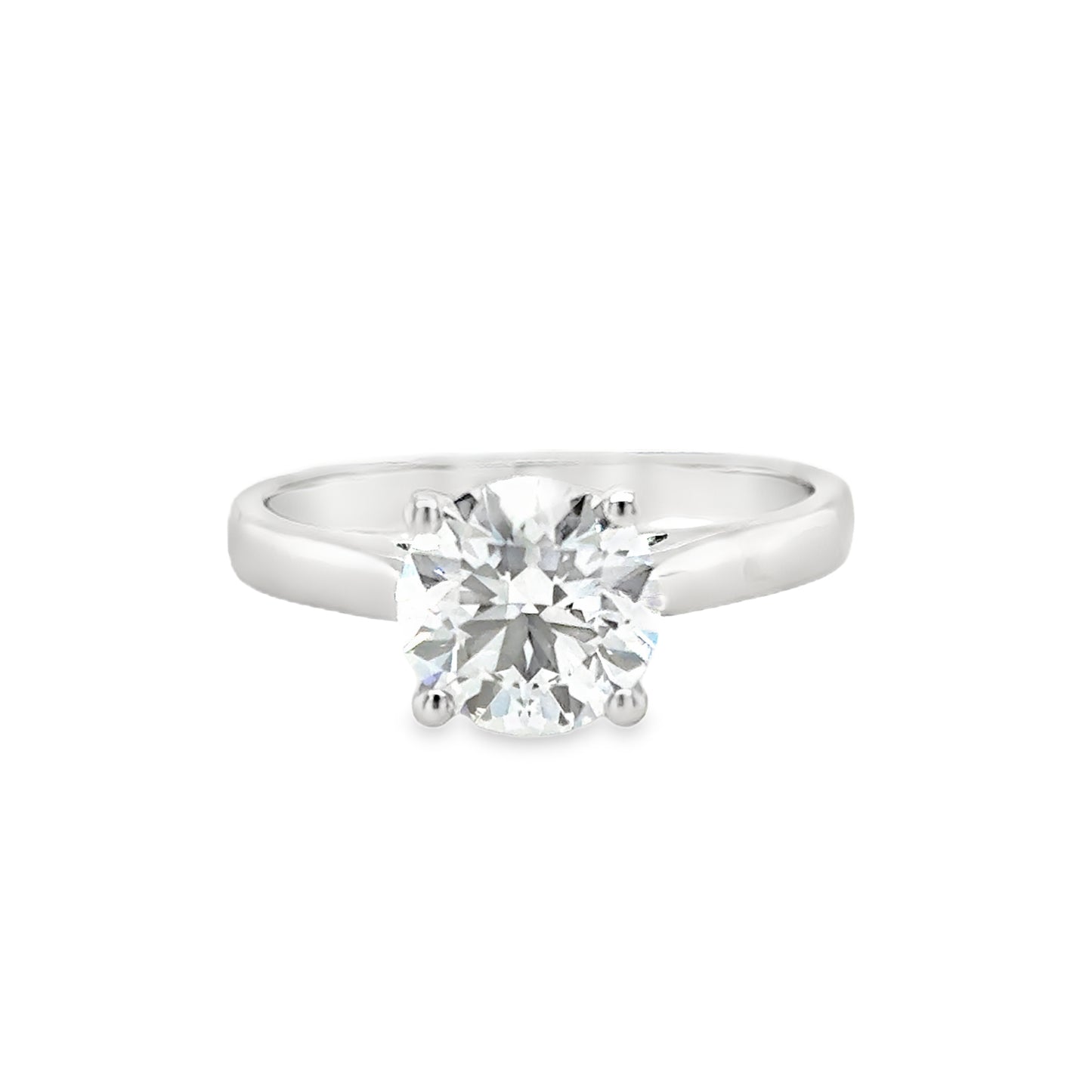 Platinum Four Claw Round Brilliant Solitaire Cultured Diamond Ring 1.50ct