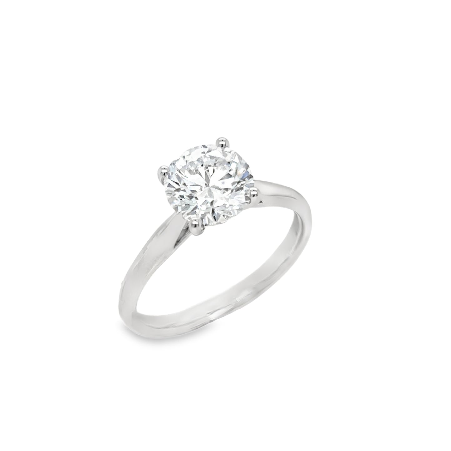 Platinum Four Claw Round Brilliant Solitaire Cultured Diamond Ring 1.50ct