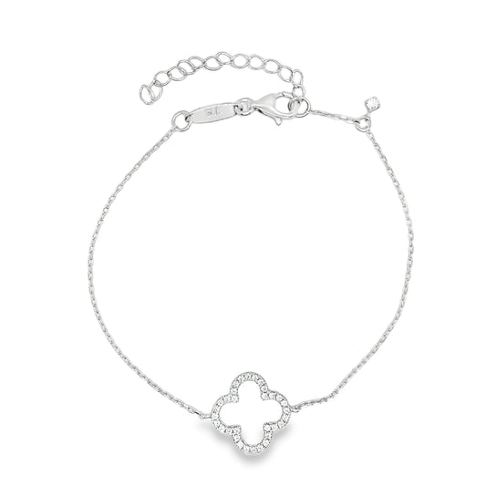 Sterling Silver Cubic Zirconia Clover Bracelet
