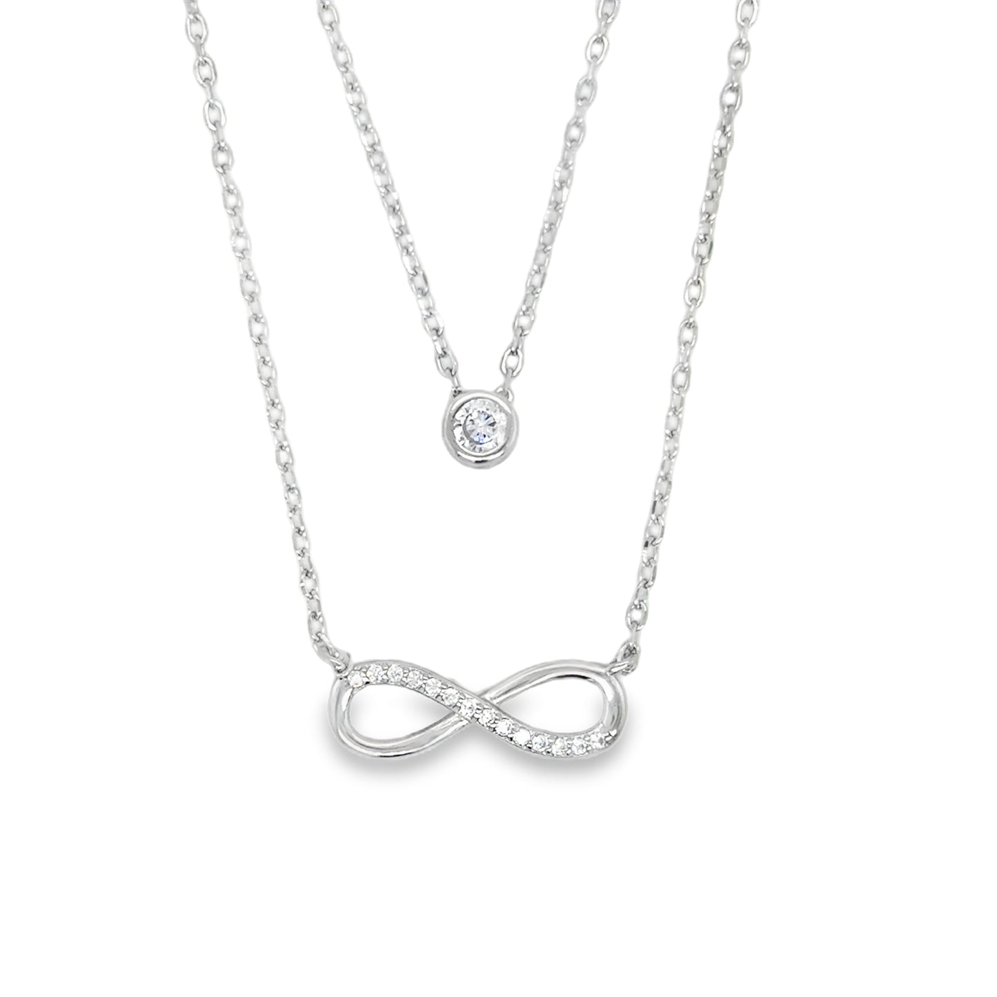 Sterling Silver CZ Infinity Necklet