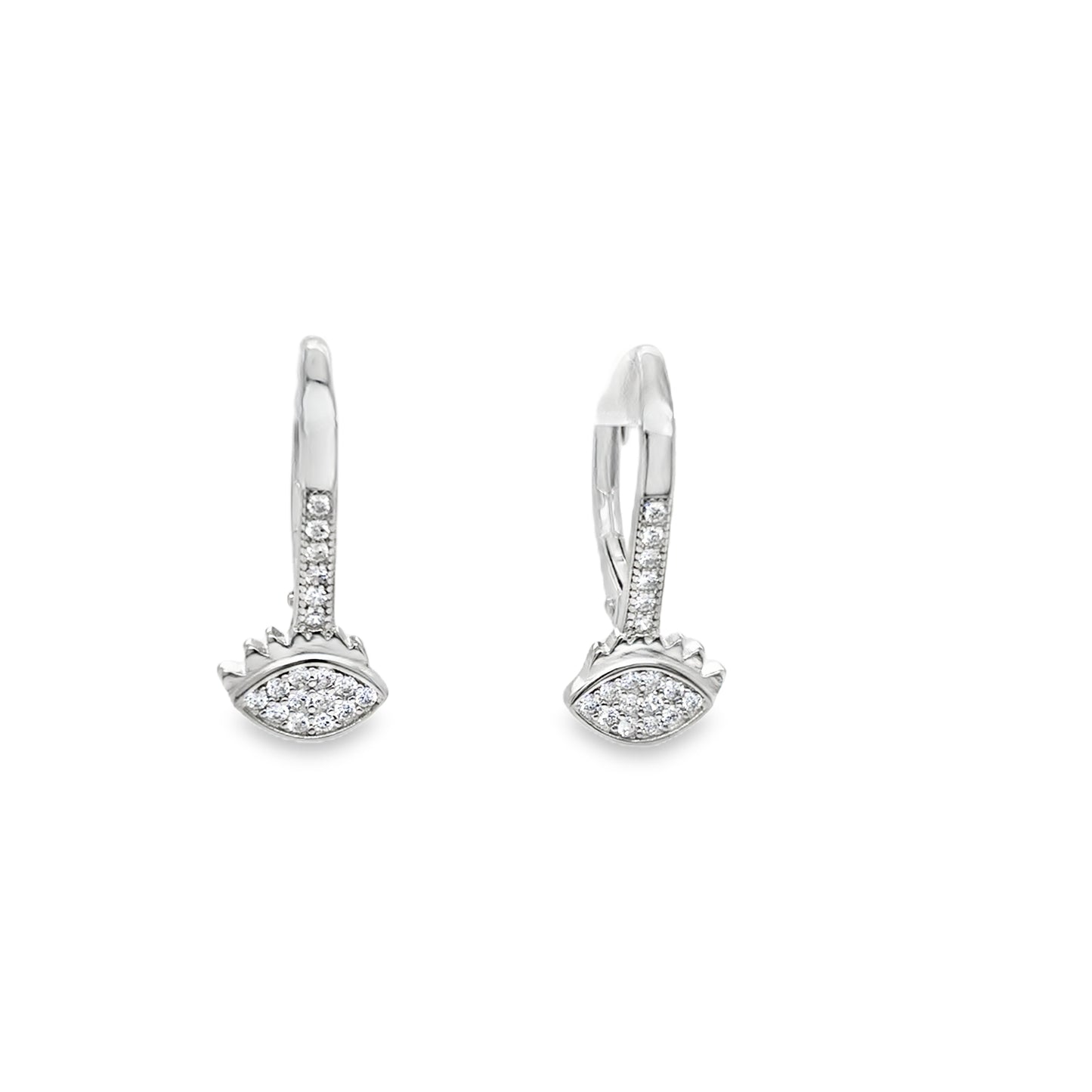 Sterling SIlver CZ Pave Eye Hinge Earrings