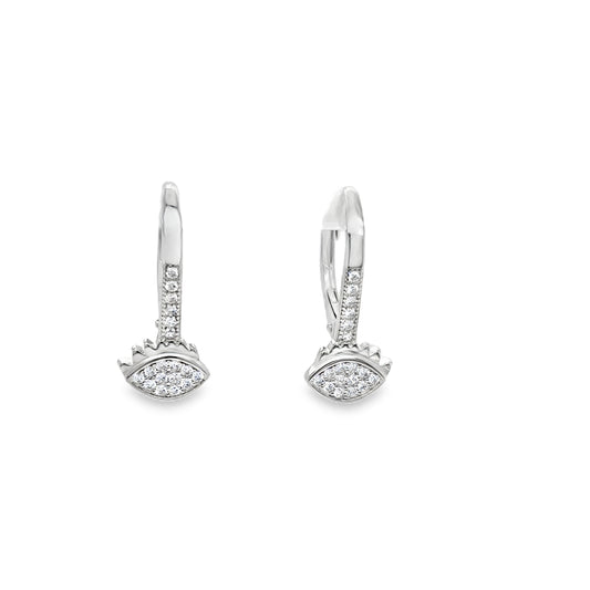 Sterling SIlver CZ Pave Eye Hinge Earrings