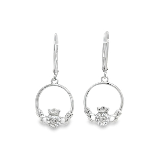 Sterling SIlver Open Claddagh Circle Hinge Earrings