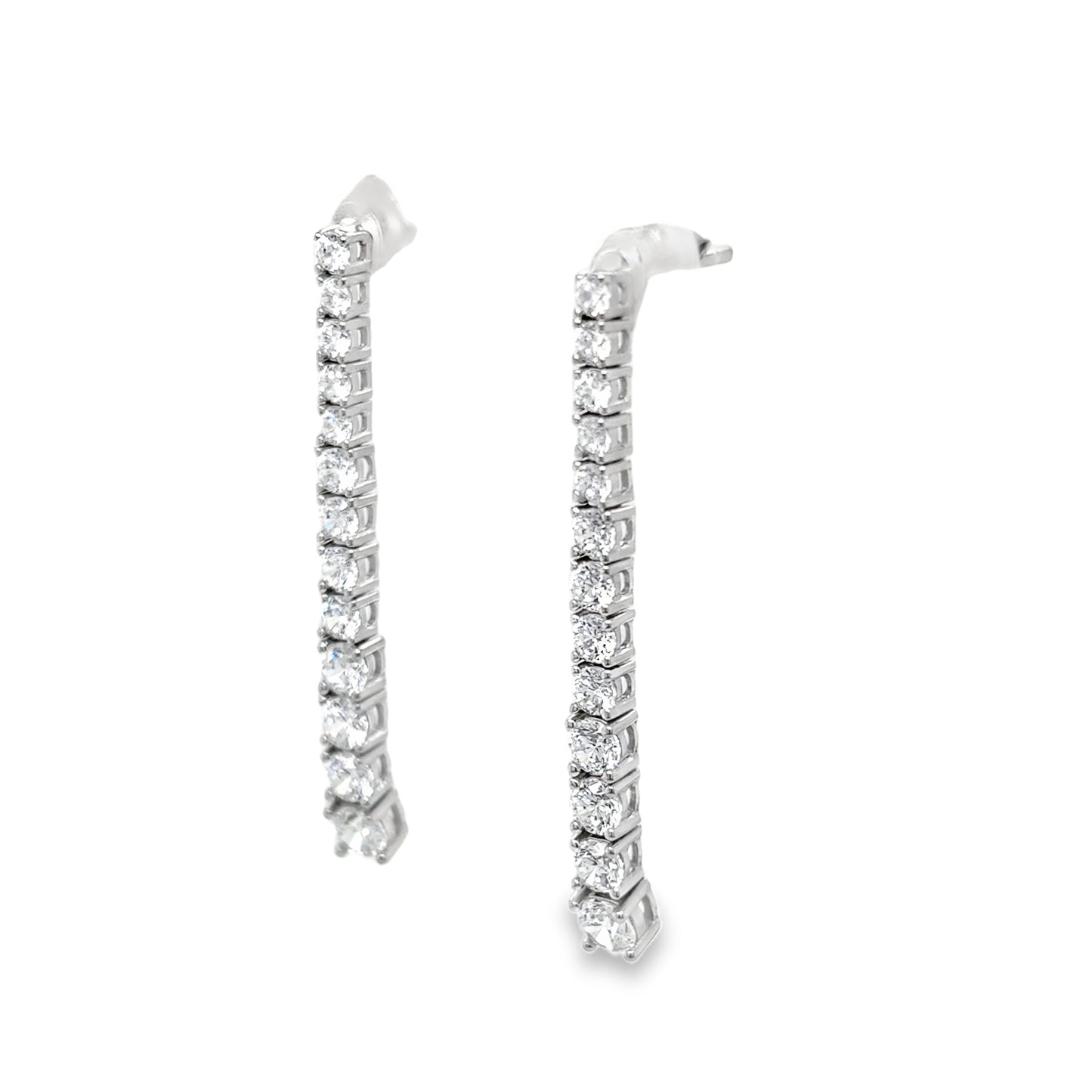 Sterling SIlver CZ Long Drop Earrings