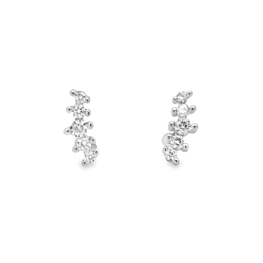 Sterling Silver Cz Climber Earrings