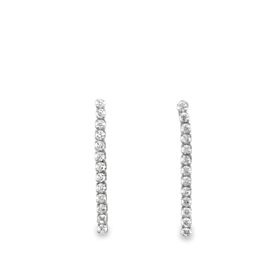 Sterling SIlver CZ Long Drop Earrings