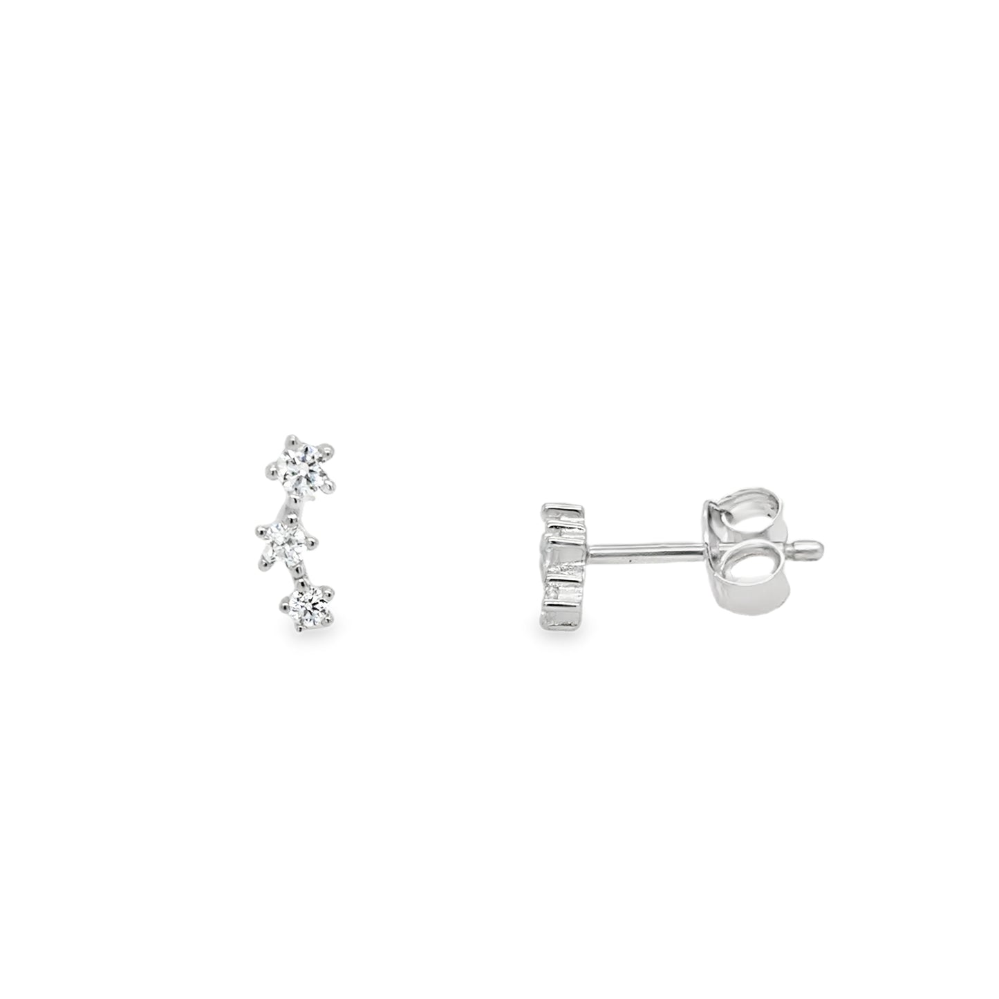 Sterling Silver Cz Climber Earrings