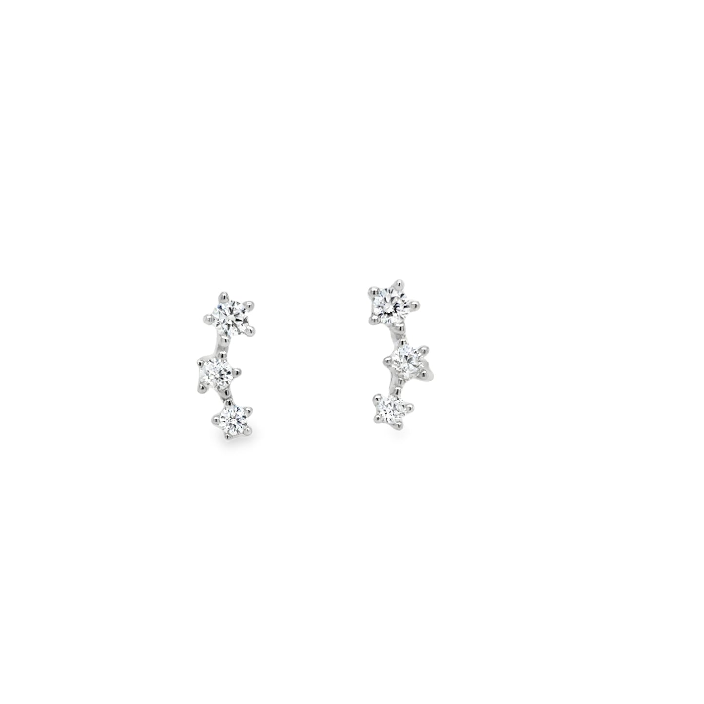 Sterling Silver Cz Climber Earrings