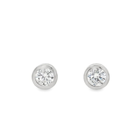 Sterling Silver CZ 5mm Rubover Earrings