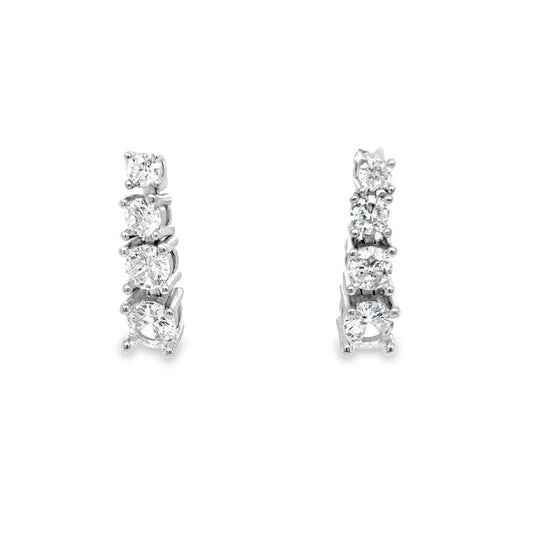 Sterling Silver 4 Graduated CZ Line Earrings