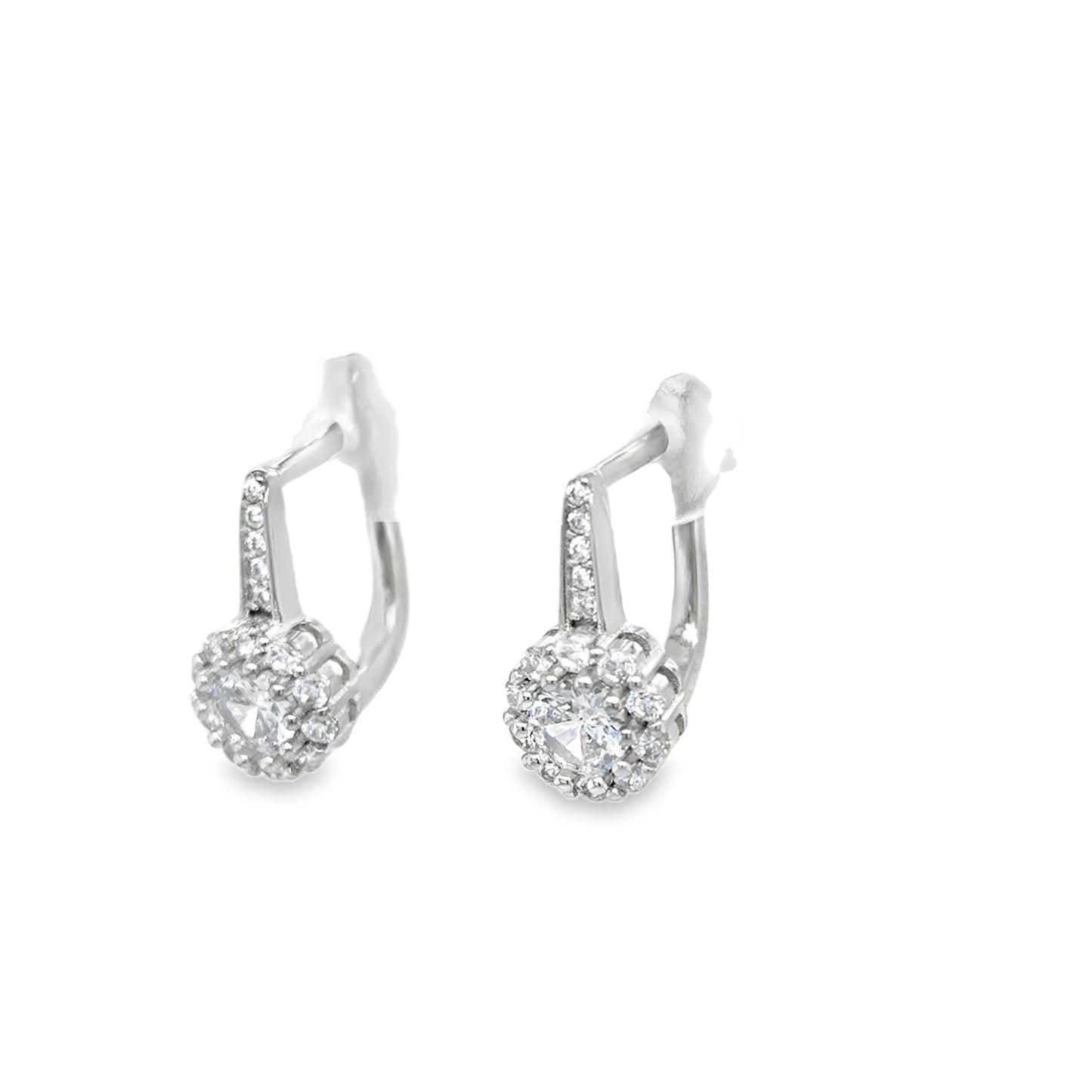 Sterling Silver Cubic Zirconia Flower Cluster Pendant And Earring Set