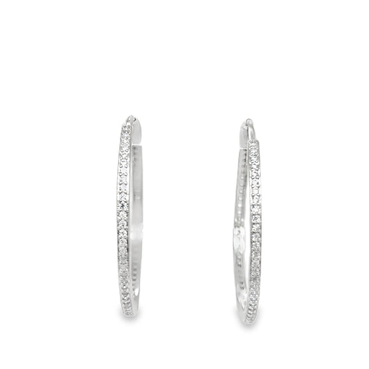 Sterling Silver CZ 29mm Hoop Earrings