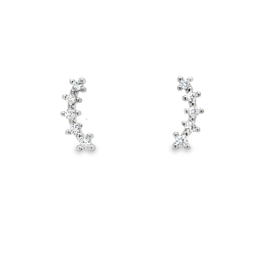 Sterling Silver Cz Climber Earrings