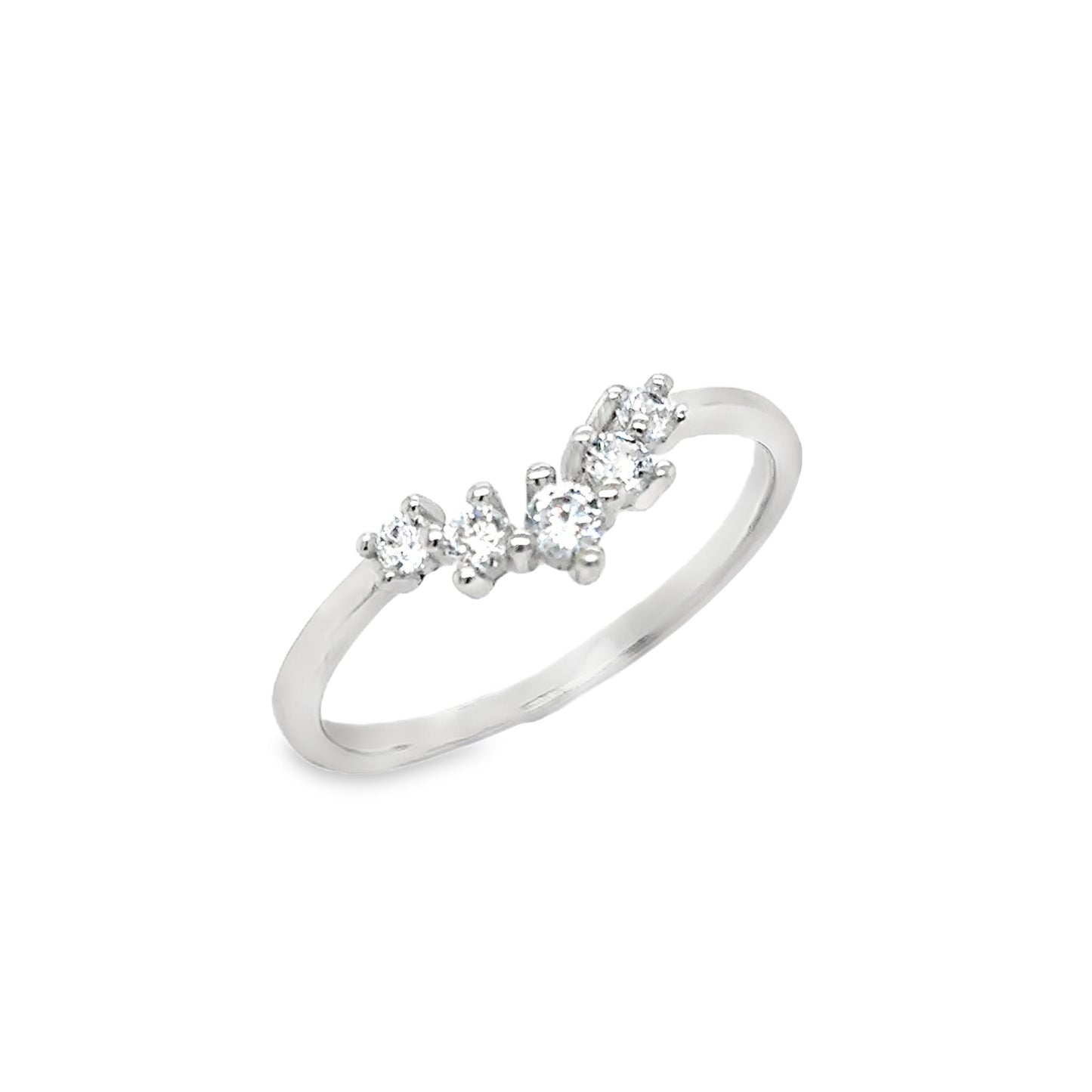Sterlng Silver CZ Claw Set Wishbone Ring