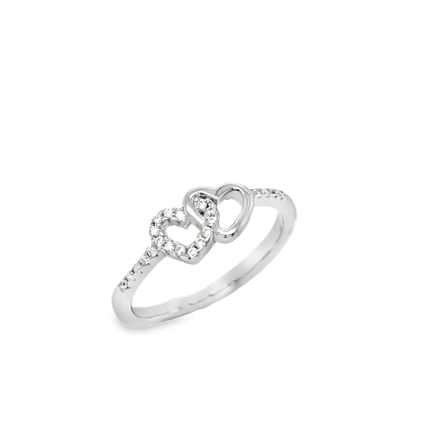 Sterling Silver Ring CZ Heart Partnership