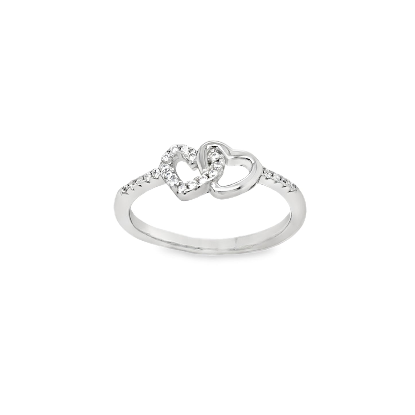Sterling Silver Ring CZ Heart Partnership