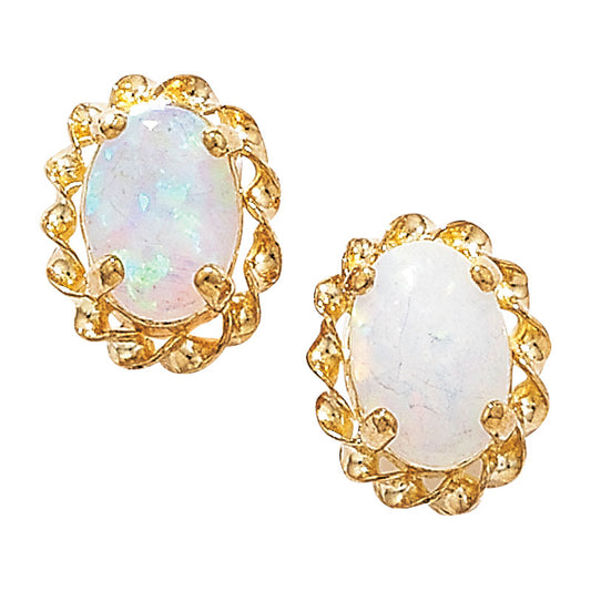 9ct Oval Syn Opal Earring with Twisted surround