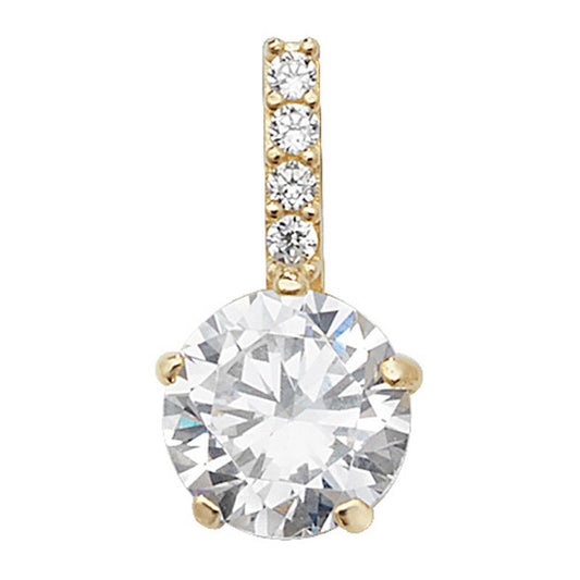 9ct Cubic Zirconia 6mm Solitaire Pendant With Stone Set Baile