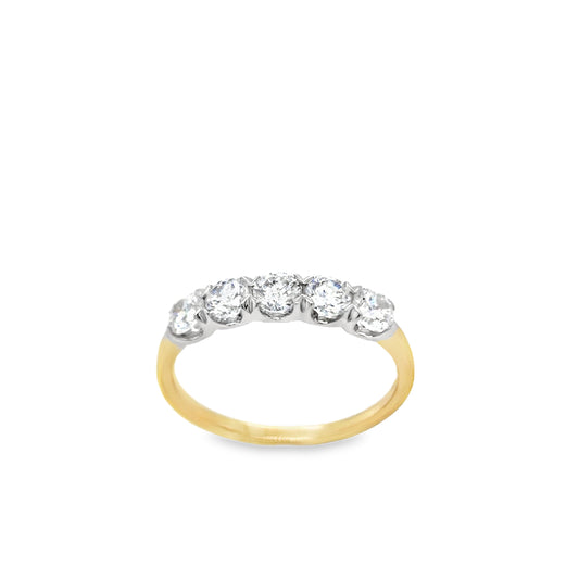 9ct Yellow Gold Five Stone CZ Eternity Ring