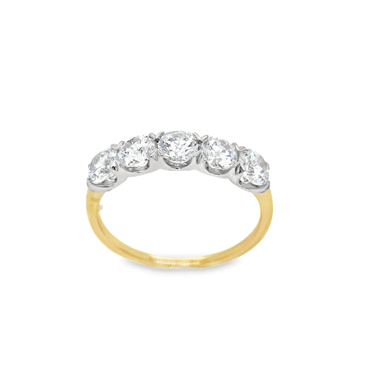 9ct Yellow Gold Five Stone CZ Eternity Ring