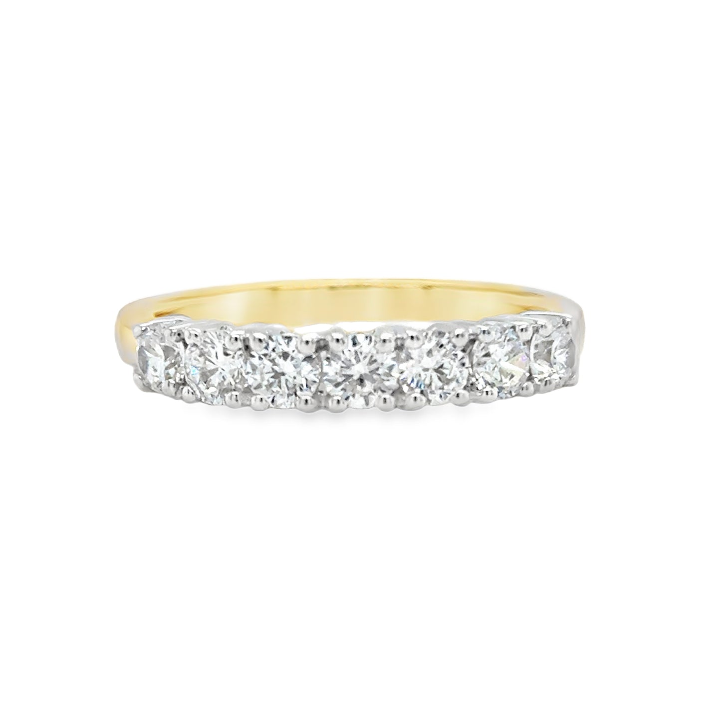 9ct Yellow Gold Seven Stone Round CZ Eternity Ring