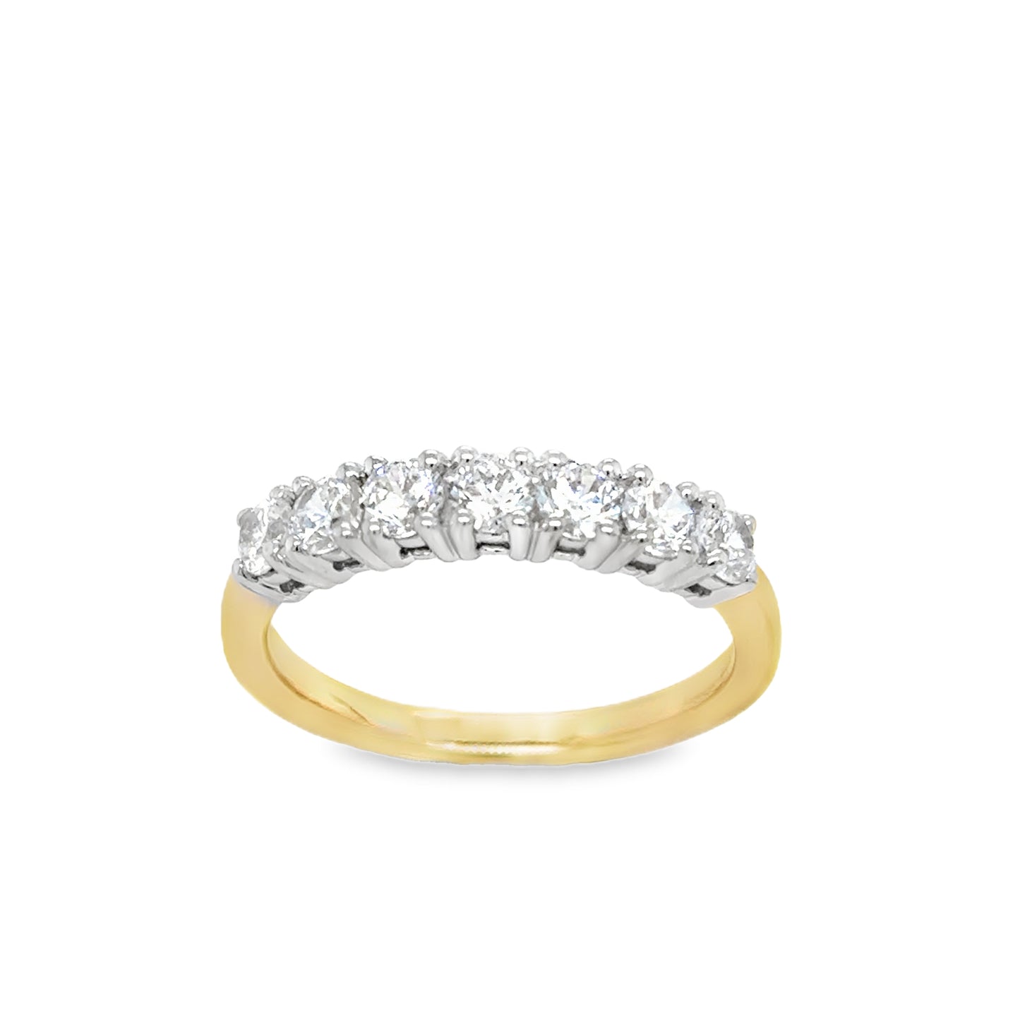 9ct Yellow Gold Seven Stone Round CZ Eternity Ring