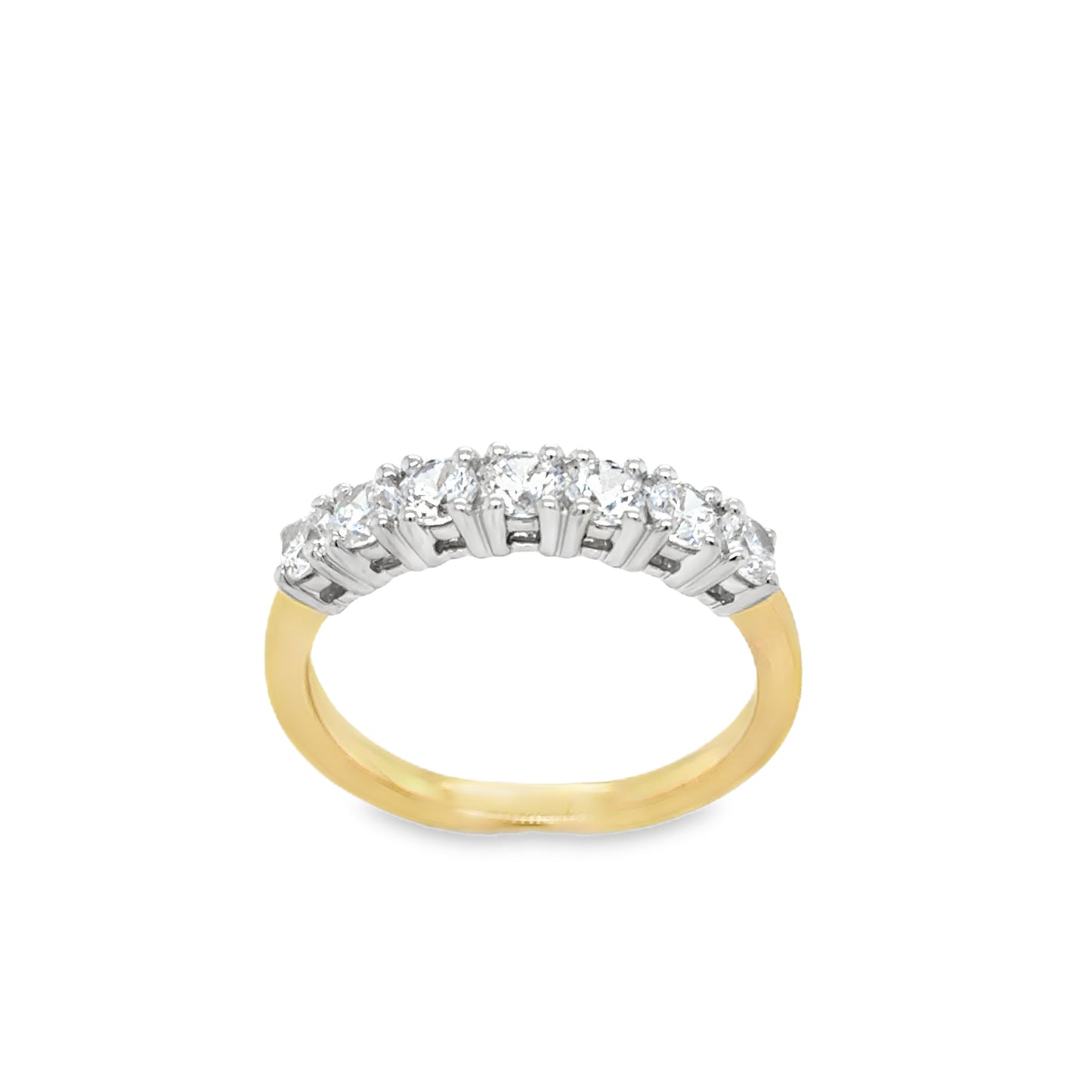 9ct Yellow Gold Seven Stone Round CZ Eternity Ring