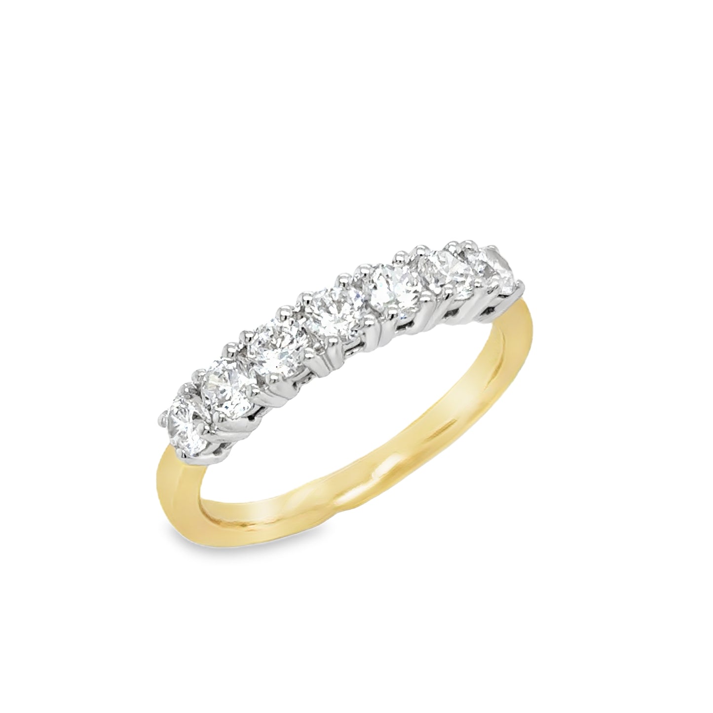 9ct Yellow Gold Seven Stone Round CZ Eternity Ring