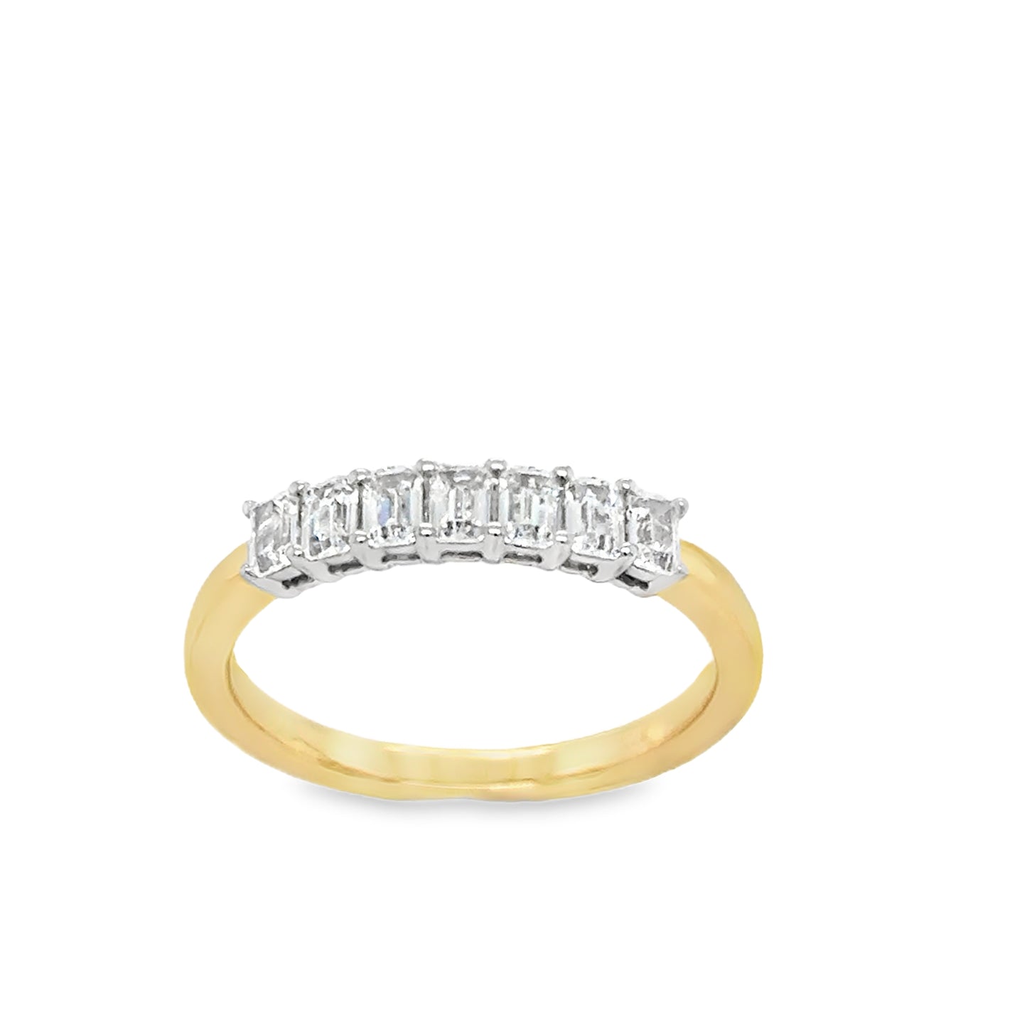 9ct Yellow Gold Seven Stone Baguette Cut CZ Eternity Ring